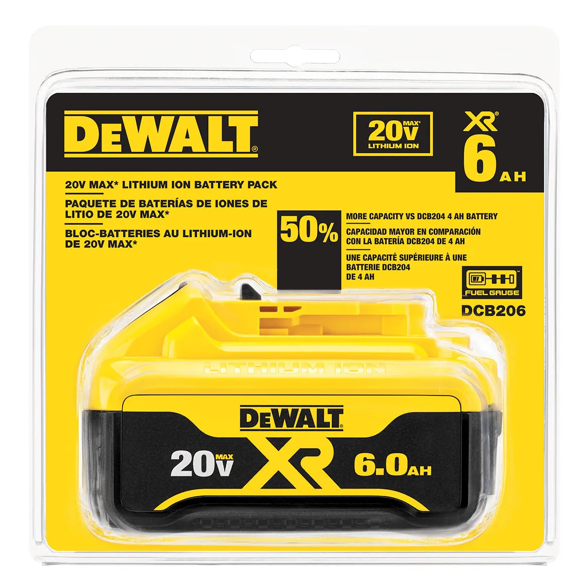 DeWALT DCB206 20V 6.0-Ah MAX XR Durable Premium Lithium-Ion Battery Pack