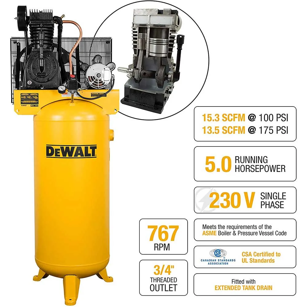 DeWALT DXCMV5076055 60 Gallon 175 PSI Stationary Electric Air Compressor