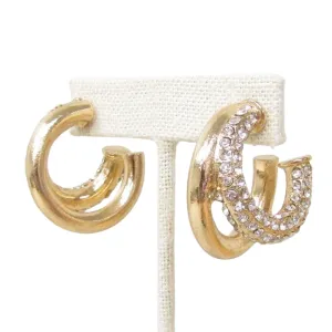 Double Hoop Earring in White CZ