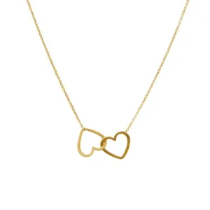 Double Mini Heart Necklace in 14ct gold - Carla Caruso