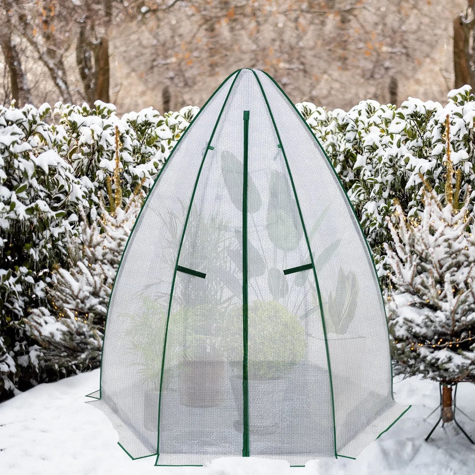 EAGLE PEAK Bubble Film Cover Portable Mini Dome Greenhouse，63”x63”x72”