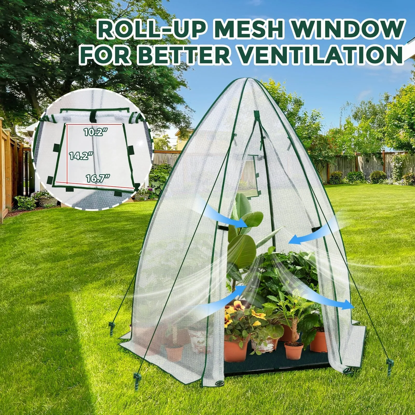 EAGLE PEAK Bubble Film Cover Portable Mini Dome Greenhouse，63”x63”x72”