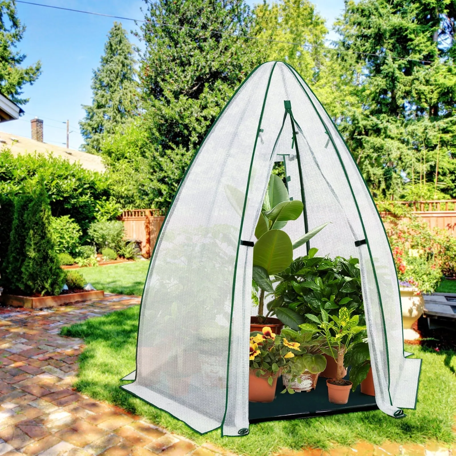 EAGLE PEAK Bubble Film Cover Portable Mini Dome Greenhouse，63”x63”x72”