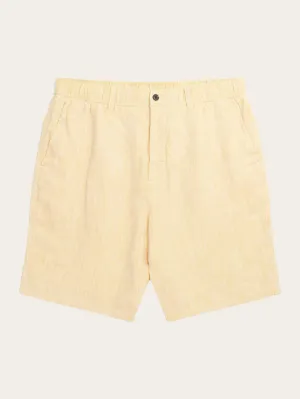 FIG loose herringbone linen elastic waist shorts - GOTS/Vegan - Misted Yellow