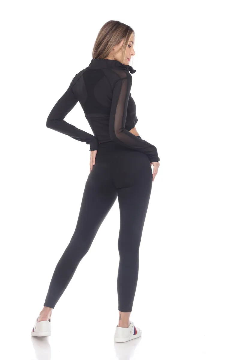 Fitwear Thumbs Up Crop Jacket 6030C Black