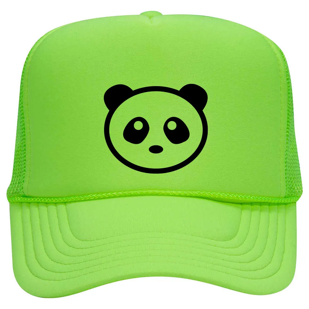 Giant Panda Suede Like Feel Textured Printed Neon 5 Panel High Crown Foam Mesh Back Trucker Hat - For Men and Women