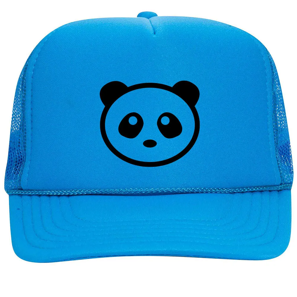 Giant Panda Suede Like Feel Textured Printed Neon 5 Panel High Crown Foam Mesh Back Trucker Hat - For Men and Women