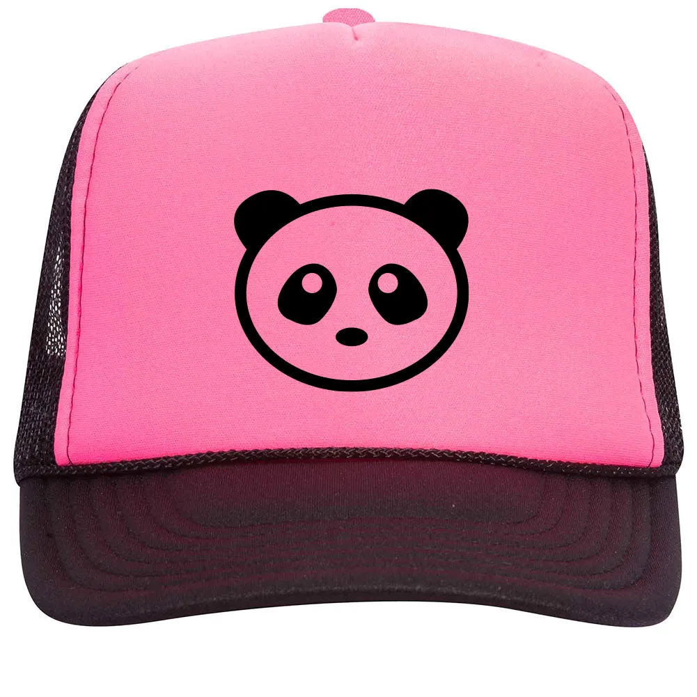 Giant Panda Suede Like Feel Textured Printed Neon 5 Panel High Crown Foam Mesh Back Trucker Hat - For Men and Women