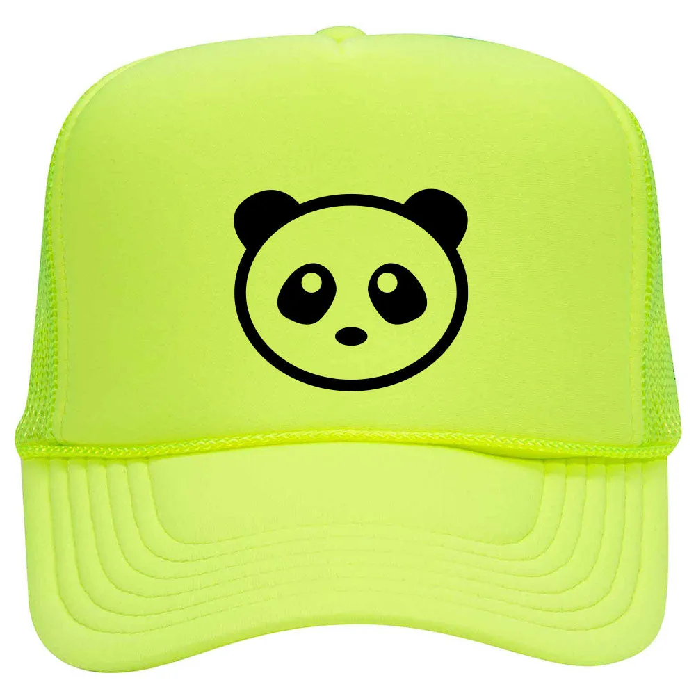 Giant Panda Suede Like Feel Textured Printed Neon 5 Panel High Crown Foam Mesh Back Trucker Hat - For Men and Women