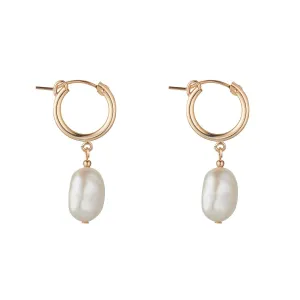 Gold Filled Pearl Clip Hoop Earrings