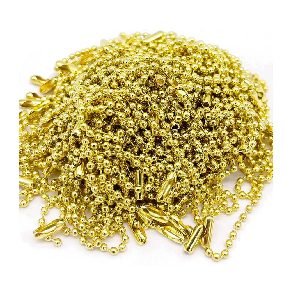 Golden Ball Chains (2.4mm x 10cm) (100 pieces)