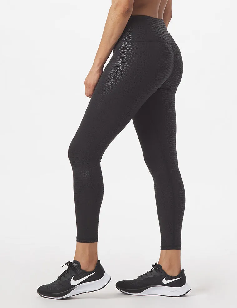 High Power Legging Print: Black Pebble Gloss