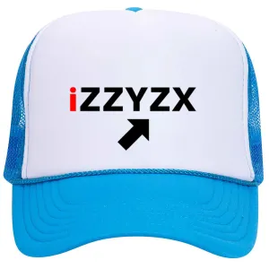 iZZYZX Logo with Arrow PU Printed Neon 5 Panel High Crown Foam Mesh Back Trucker Hat - For Men and Women