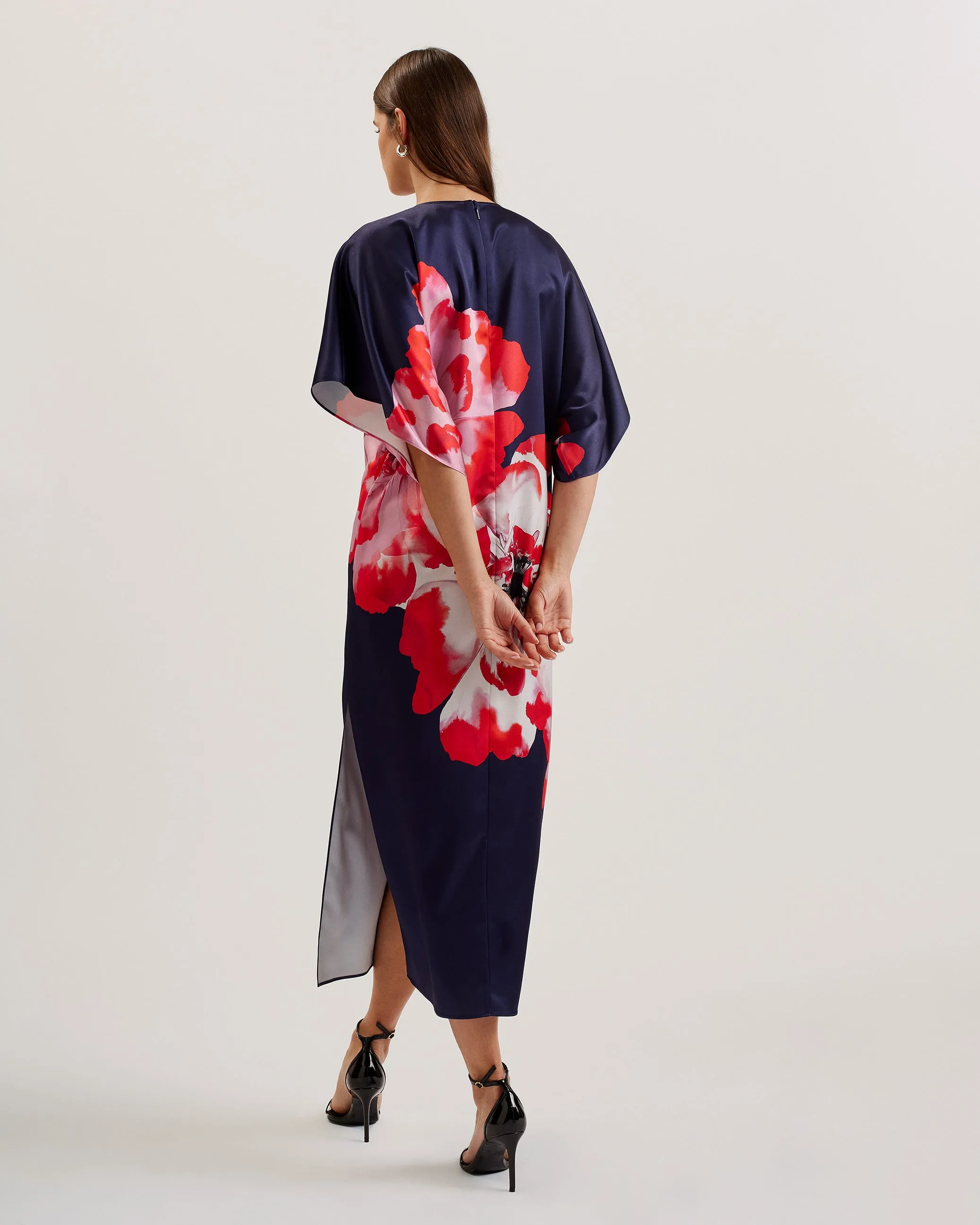 Lainii Printed Bat Wing Dress Navy