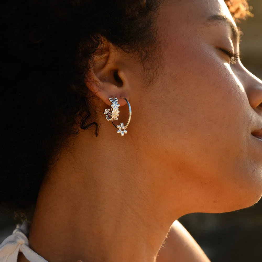 Linda Tahija Daisy Hoop Earrings, Gold or Silver