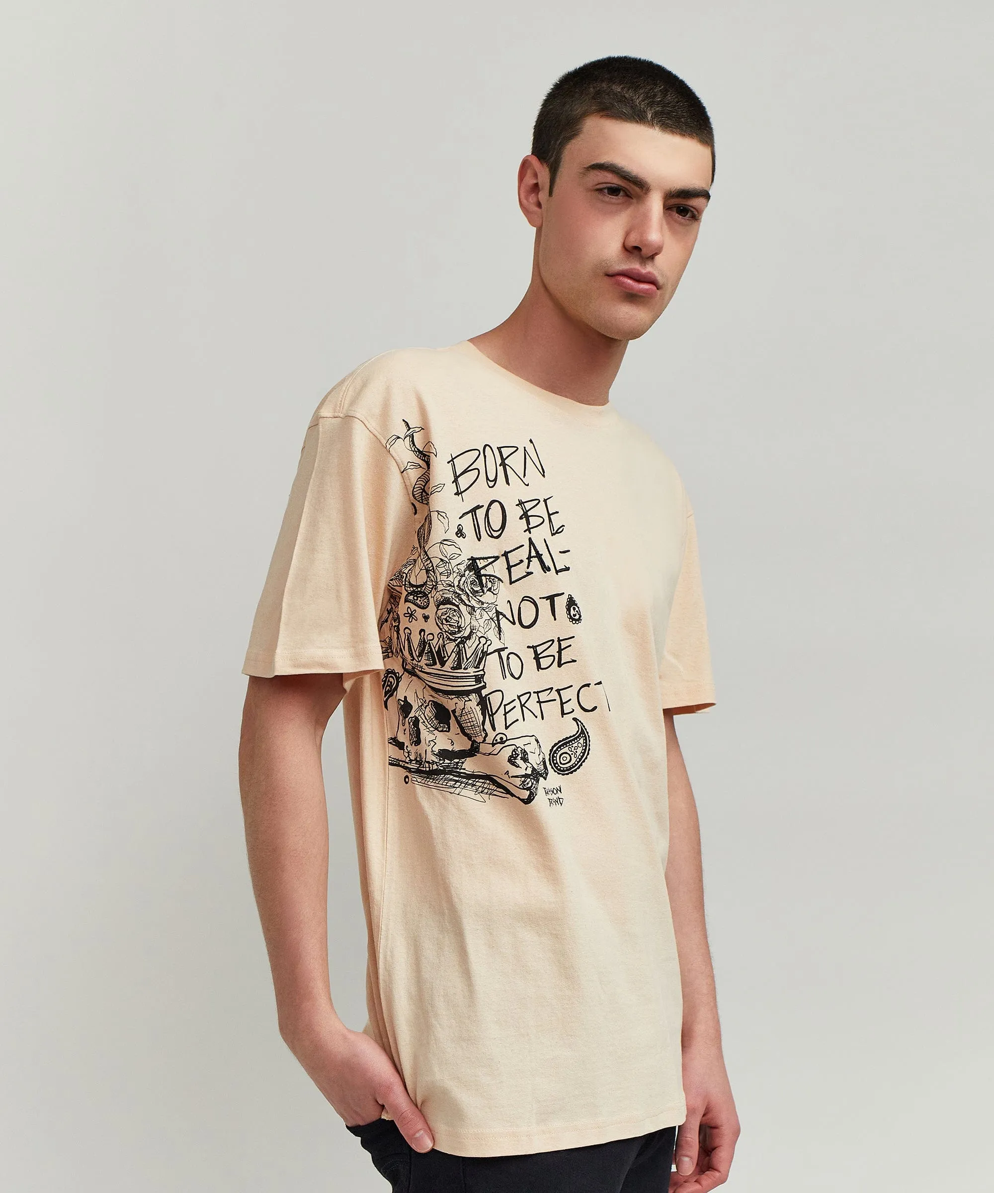 Luca Graphic Print Embroidery Short Sleeve Tee - Khaki