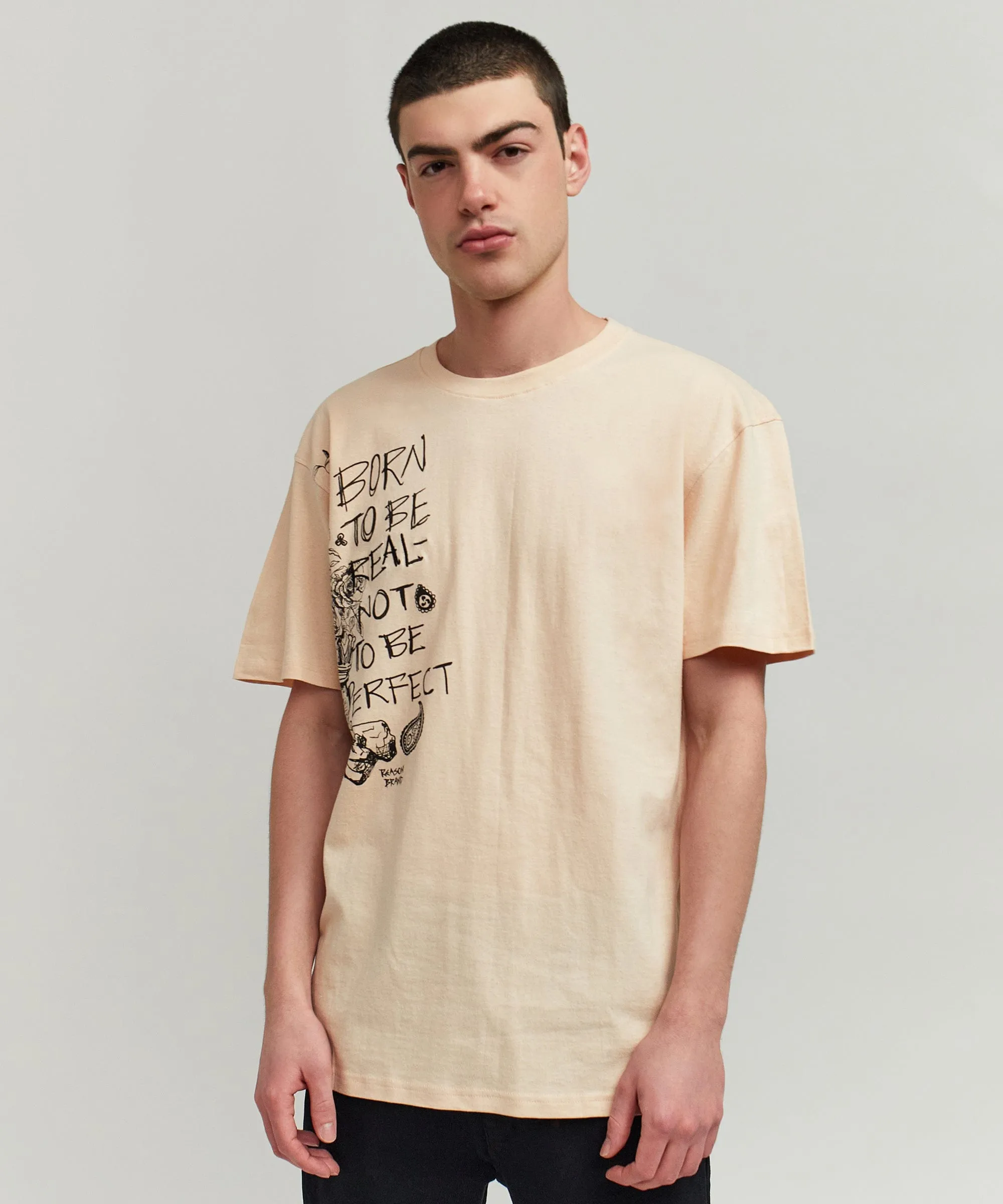 Luca Graphic Print Embroidery Short Sleeve Tee - Khaki