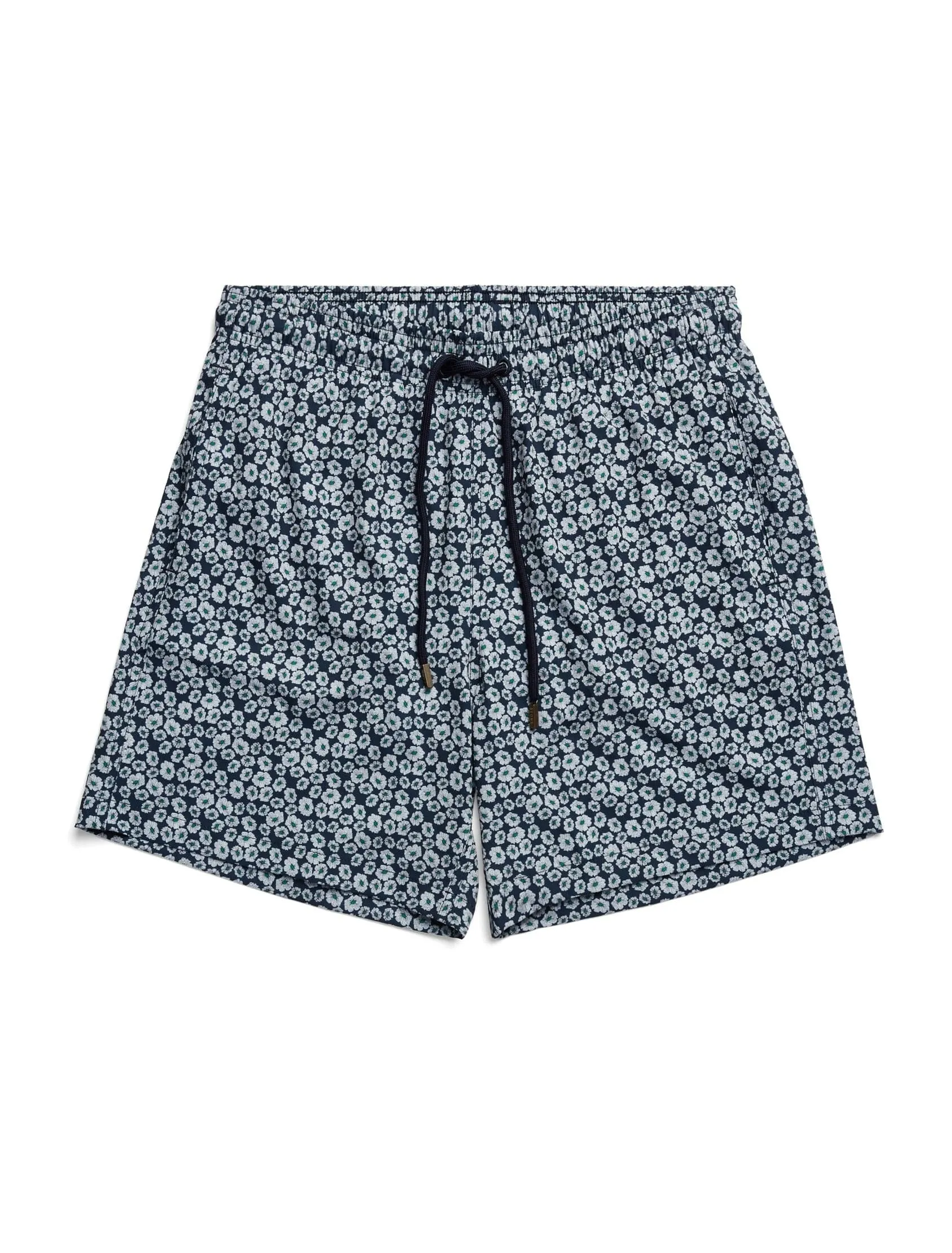 Navy Flower Print Swim Shorts