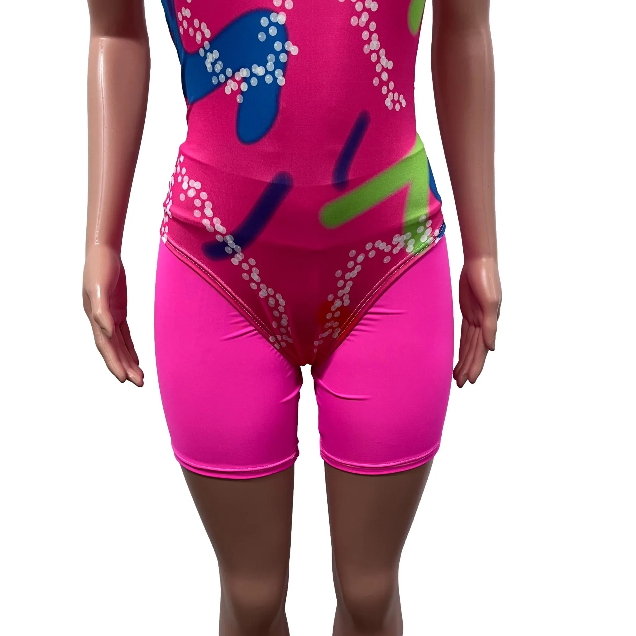 Neon Malibu Costume | Barbie Costume Cosplay Inspiration | Pink Leotard and Shorts