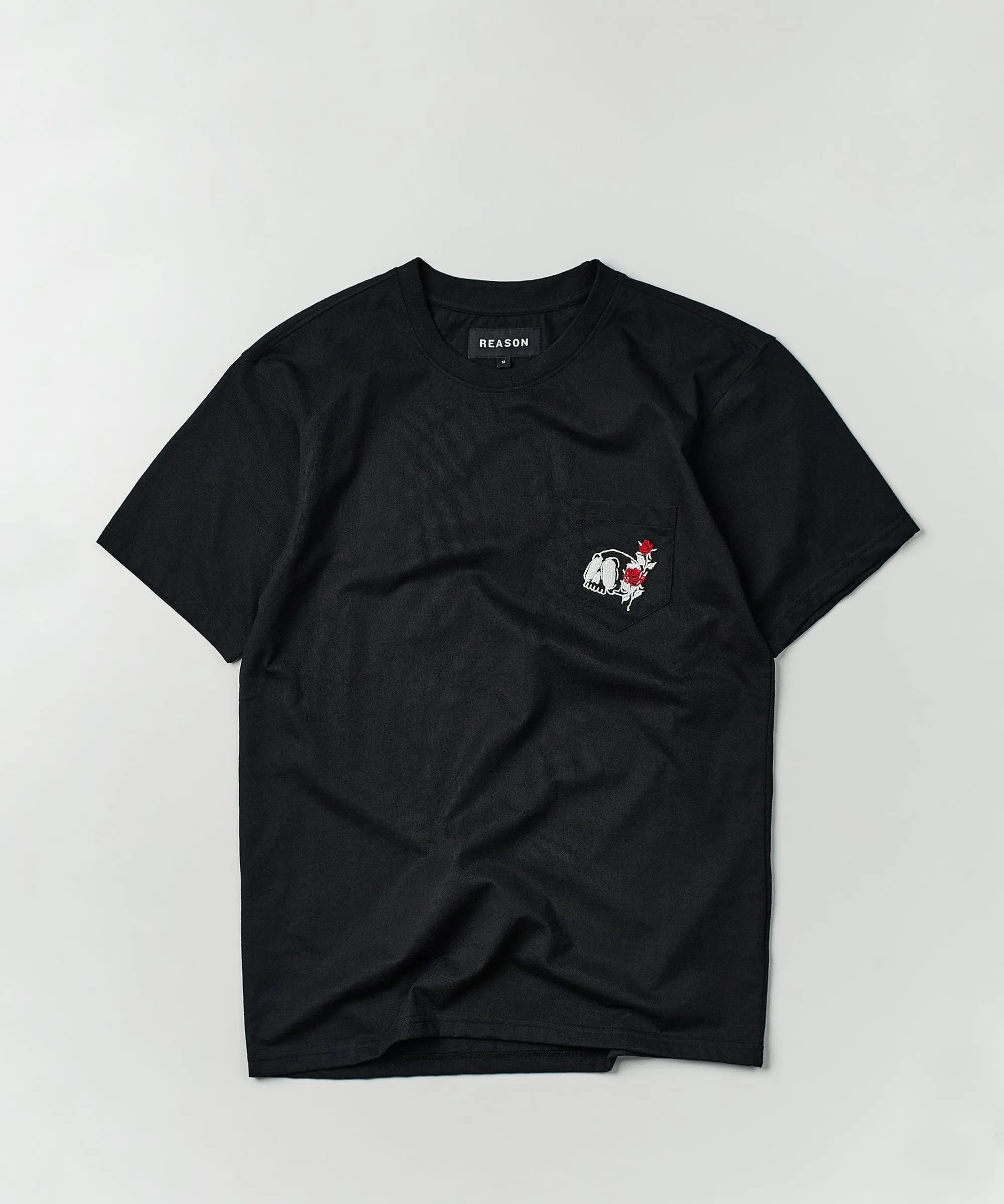 Nice Trip Short Sleeve Graphic Print Embroidered Pocket Tee - Black