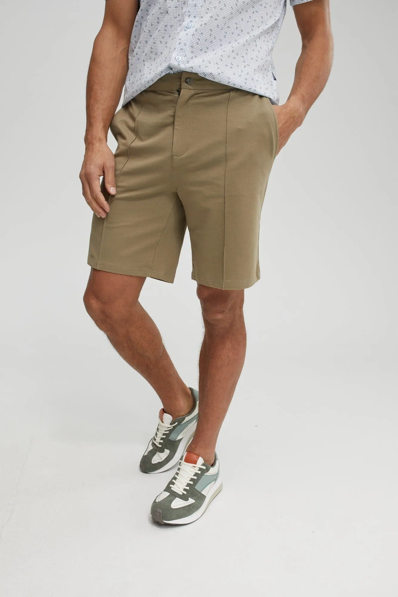 Olive Fleece Knit Shorts