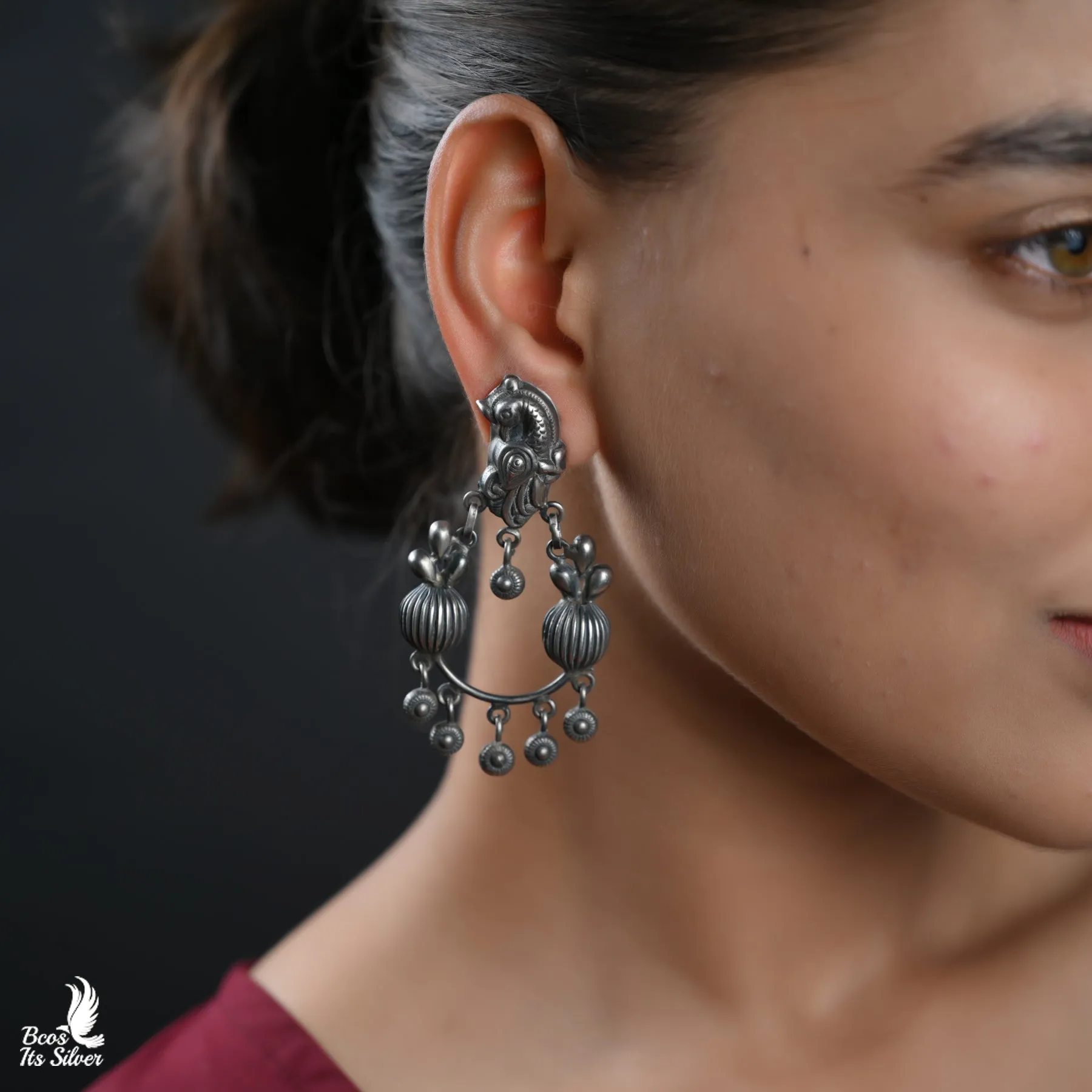 Oxidized Chandbali Earring - 1431