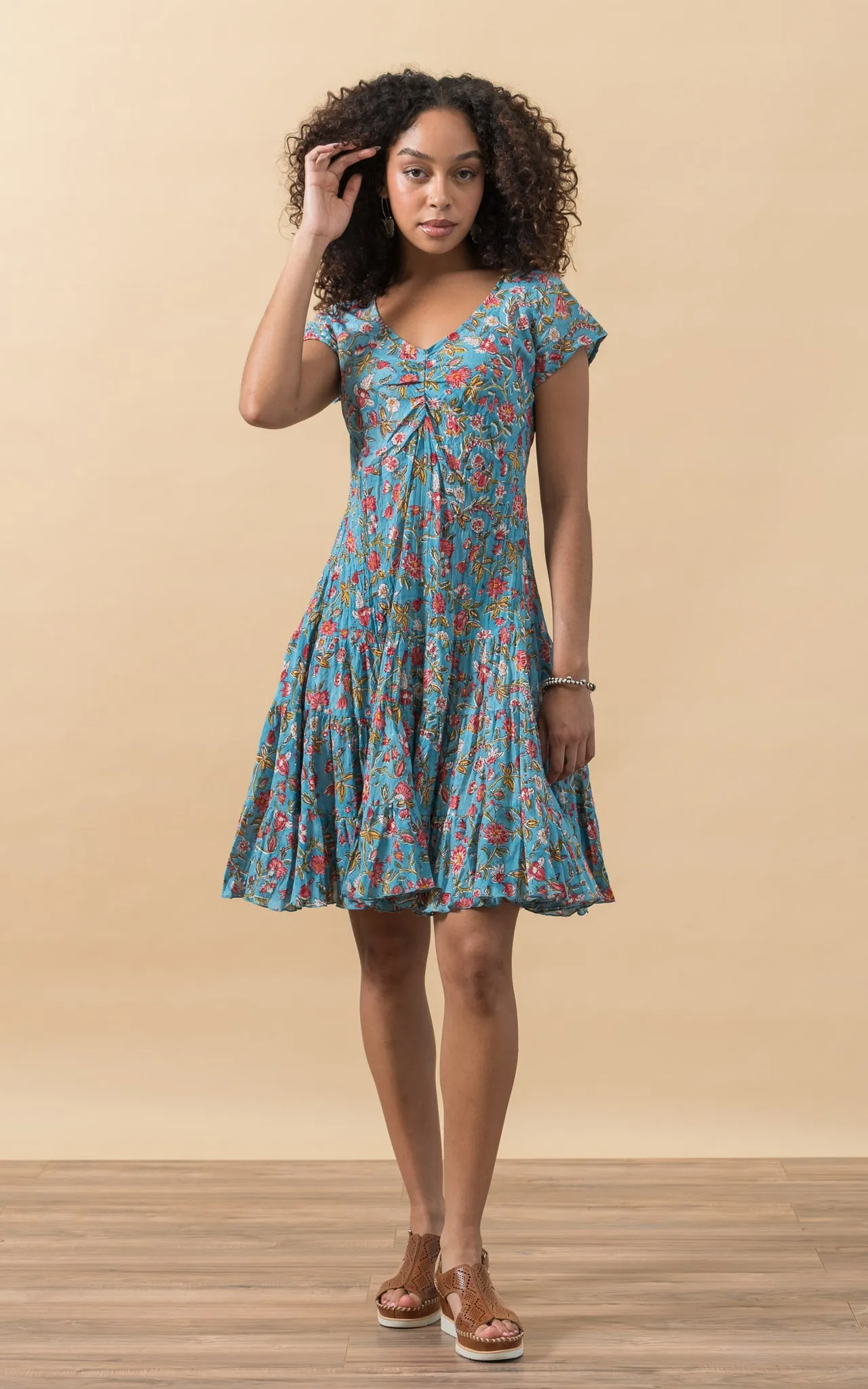 Paloma Dress, Short, Cap Sleeve, Secret Garden