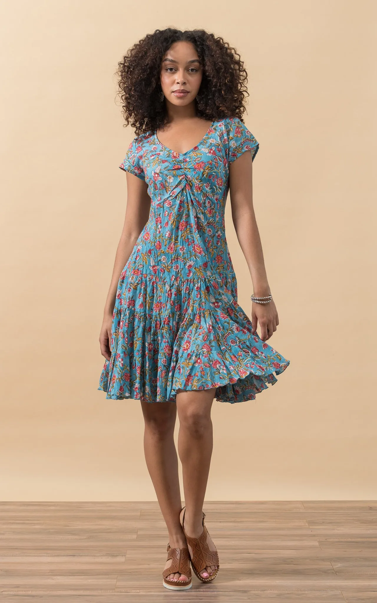 Paloma Dress, Short, Cap Sleeve, Secret Garden