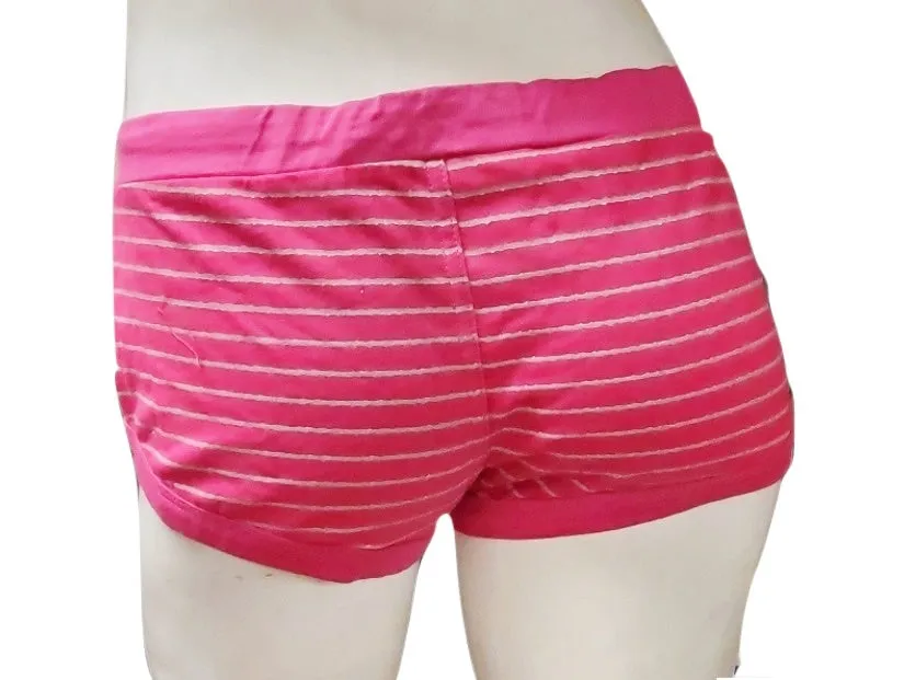 Pink Striped Cotton Shorts