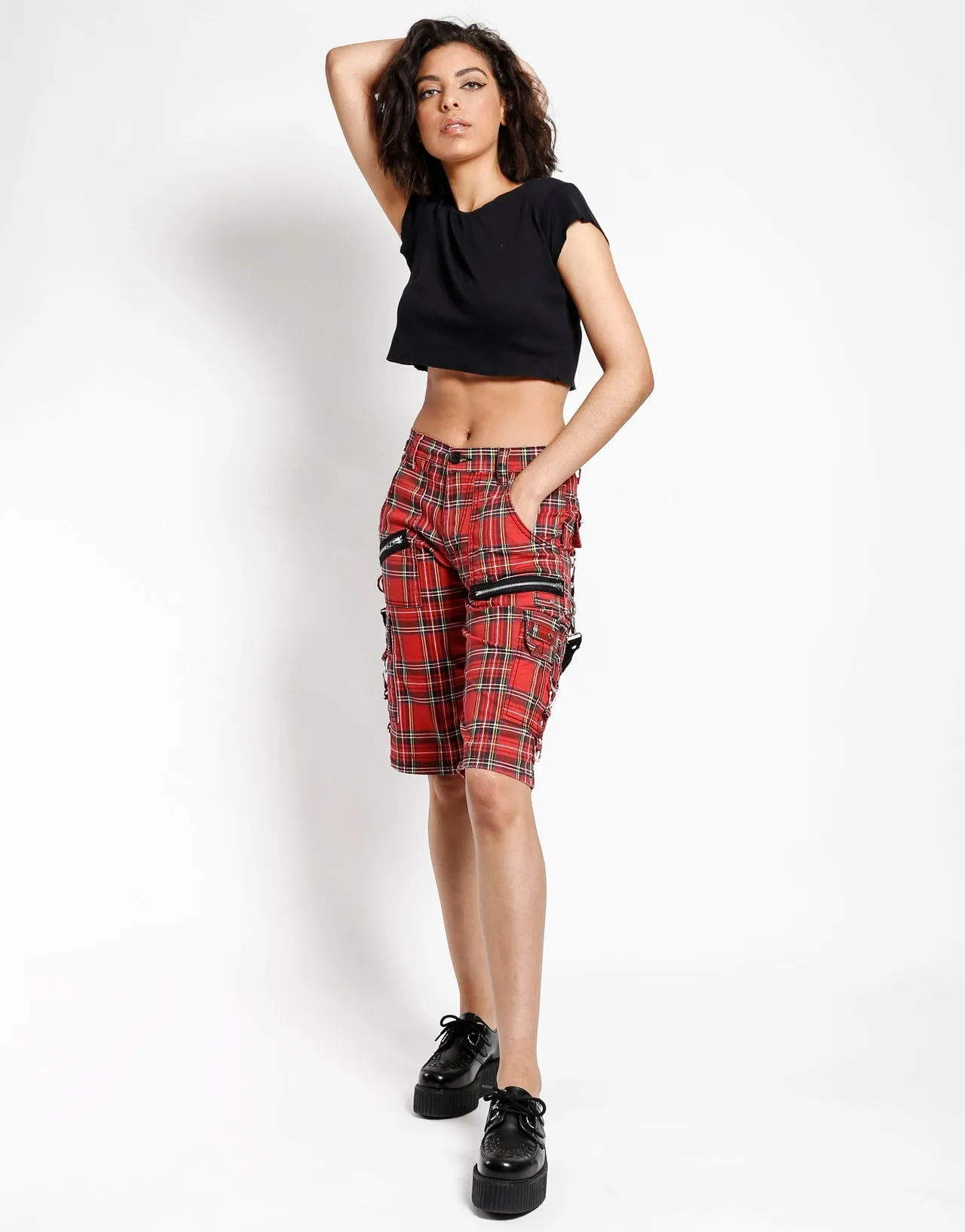 PLAID PUNK SHORT RED PLAID