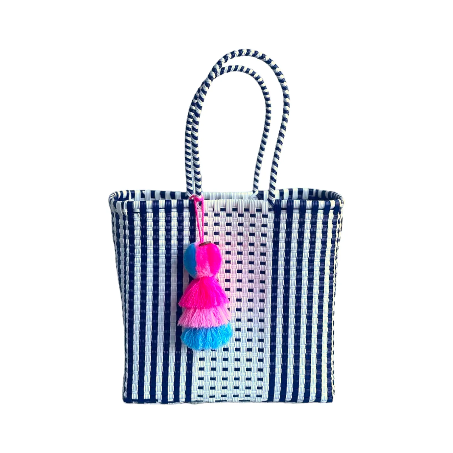 Preppy White and Blue Citron Tote