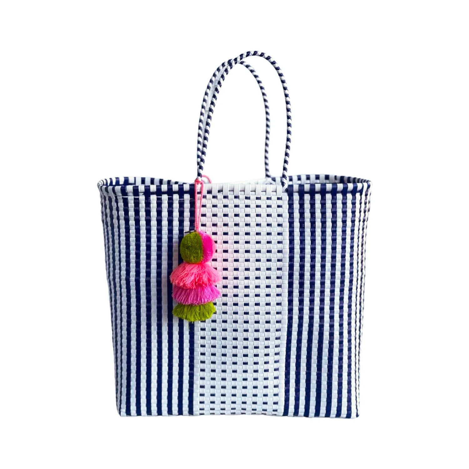 Preppy White and Blue Citron Tote