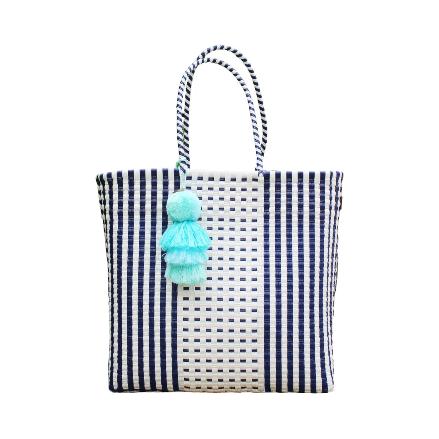 Preppy White and Blue Citron Tote