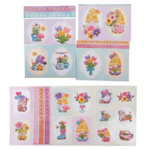 "Gnomes Flower Garden" Crystal Art Paper Crafting Kit