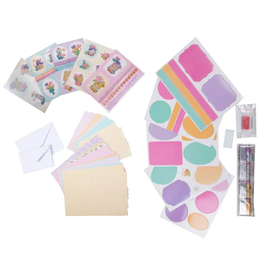 "Gnomes Flower Garden" Crystal Art Paper Crafting Kit