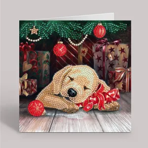 "Sleepy Puppy" 18x18cm Crystal Art Card