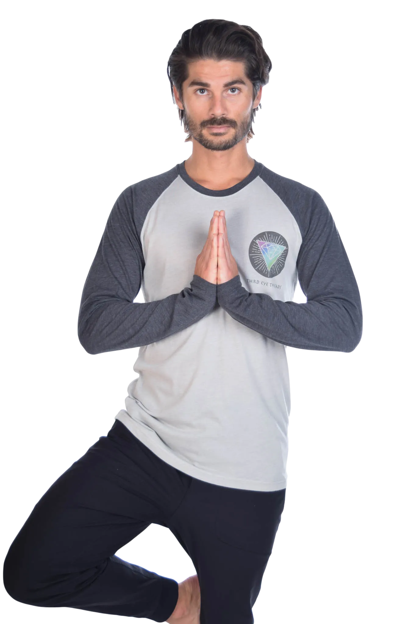 Rainbow Crystal Vibration Diamond Ganesh on Long-Sleeve Men's Raglan