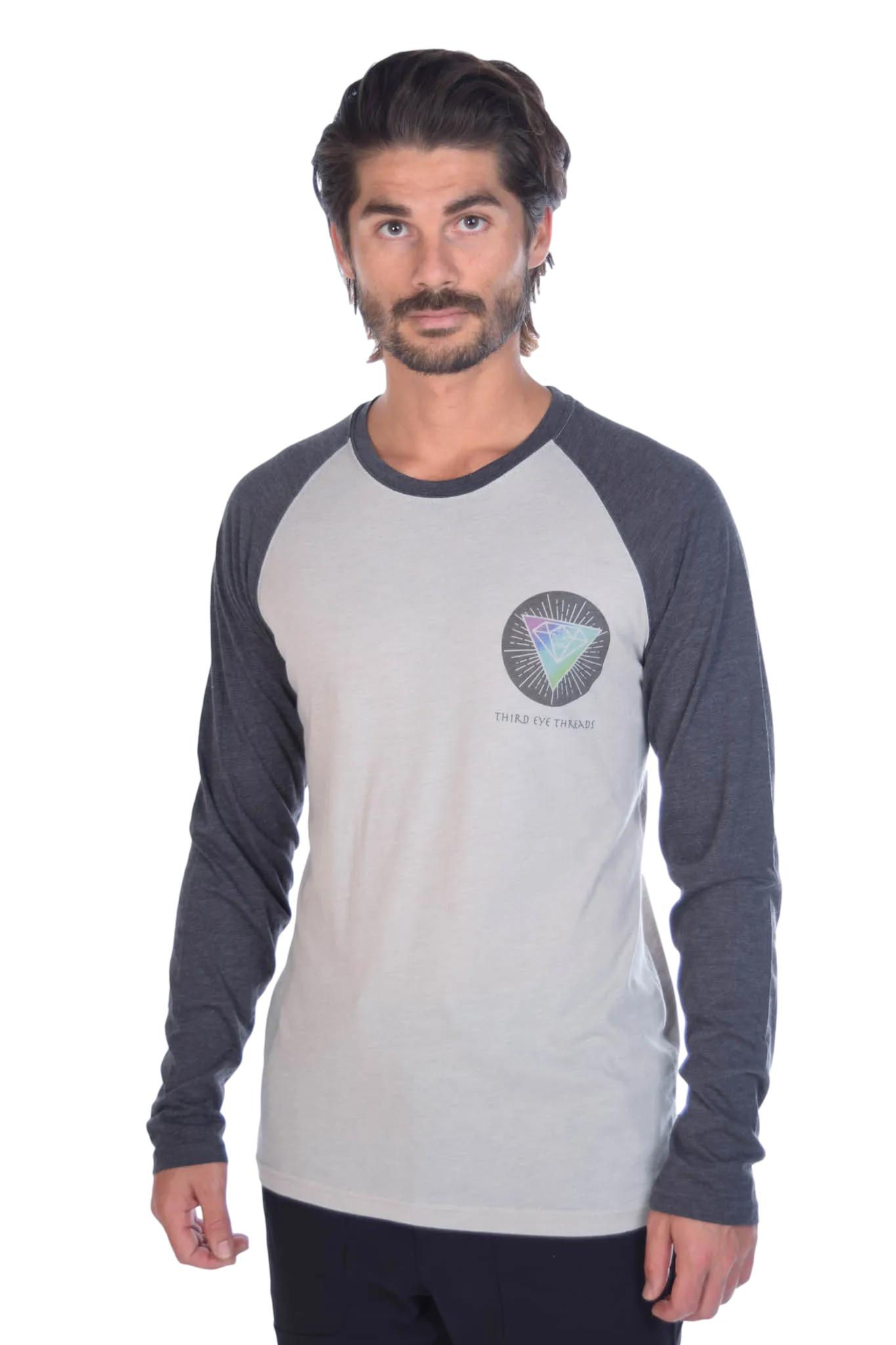 Rainbow Crystal Vibration Diamond Ganesh on Long-Sleeve Men's Raglan