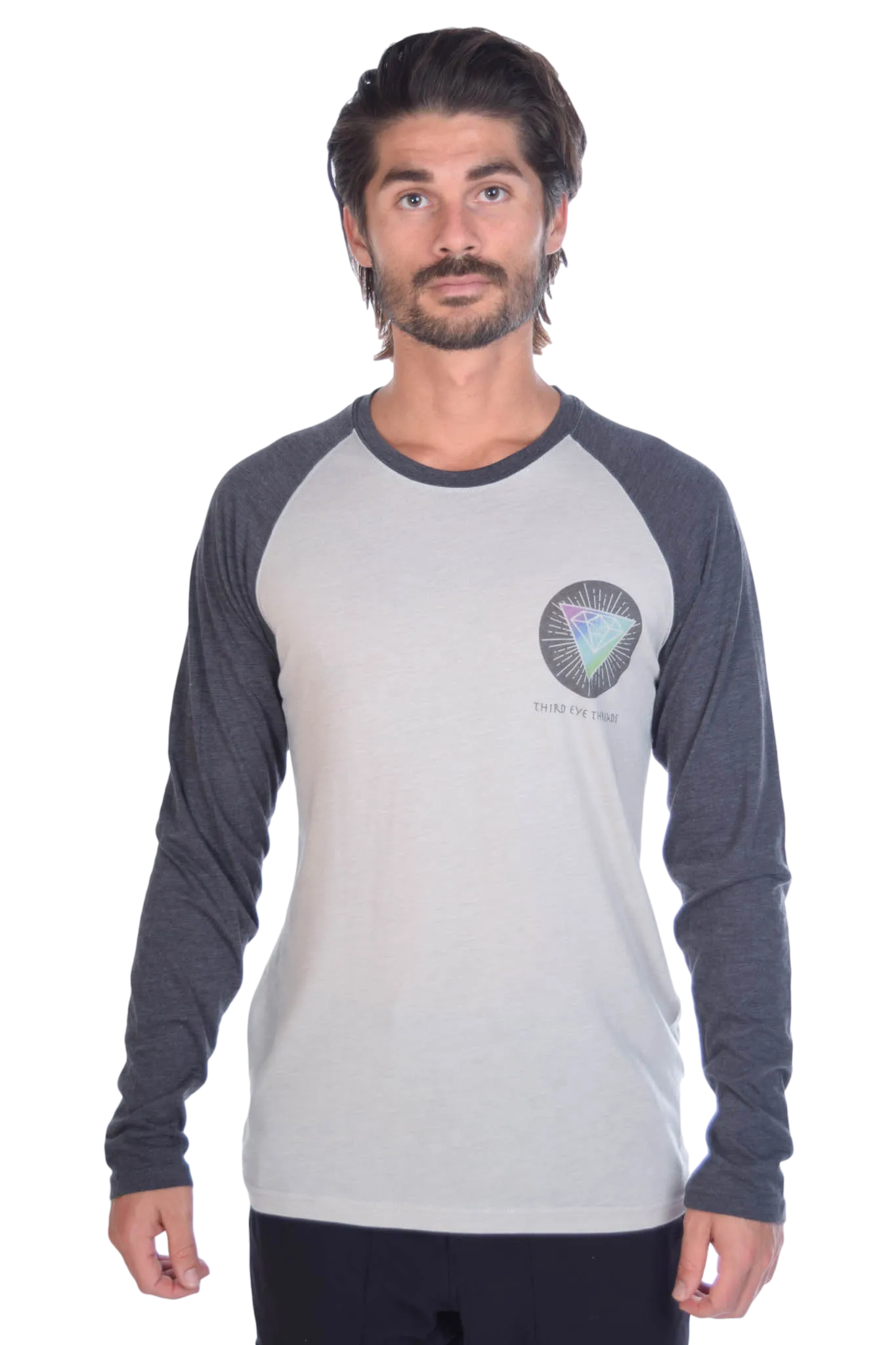 Rainbow Crystal Vibration Diamond Ganesh on Long-Sleeve Men's Raglan