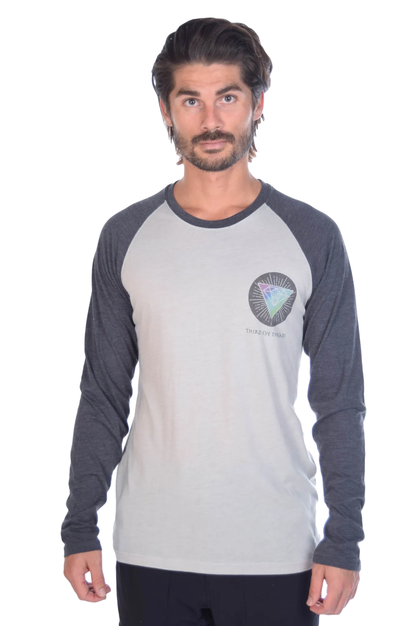 Rainbow Crystal Vibration Diamond Ganesh on Long-Sleeve Men's Raglan