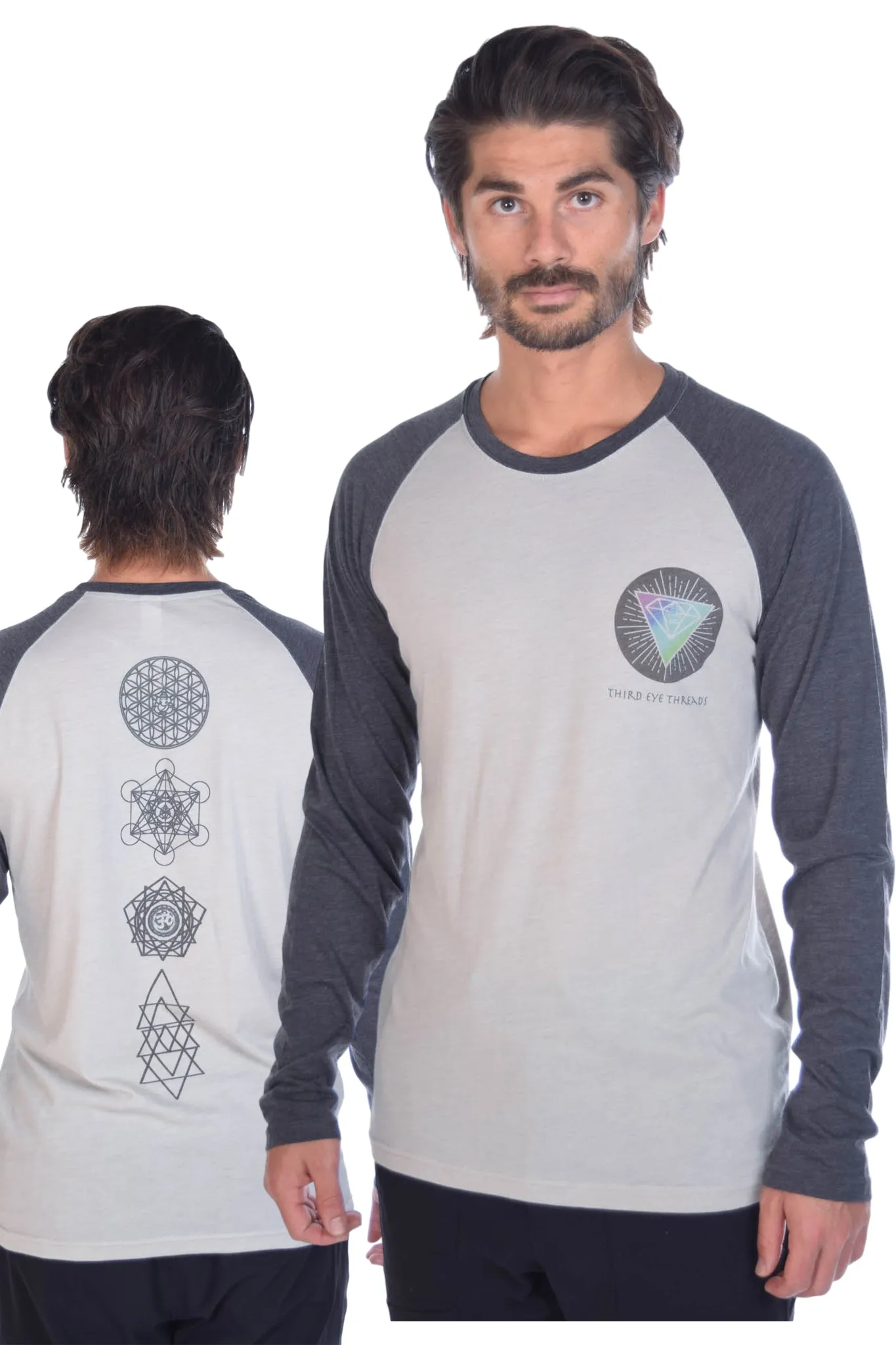 Rainbow Crystal Vibration Diamond Ganesh on Long-Sleeve Men's Raglan