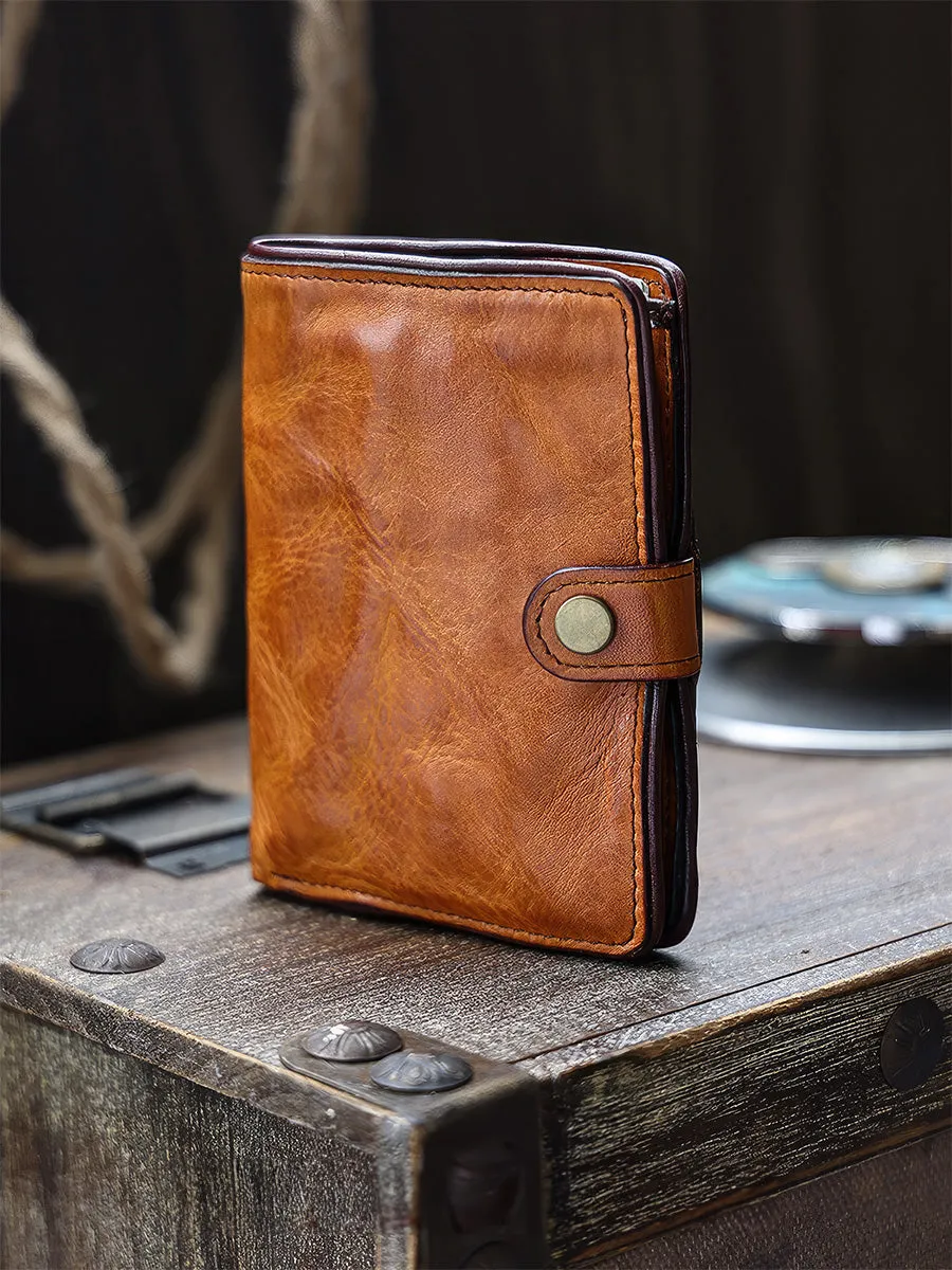 Retro Handmade Distressed Effect Men's Leather Wallet With Zip