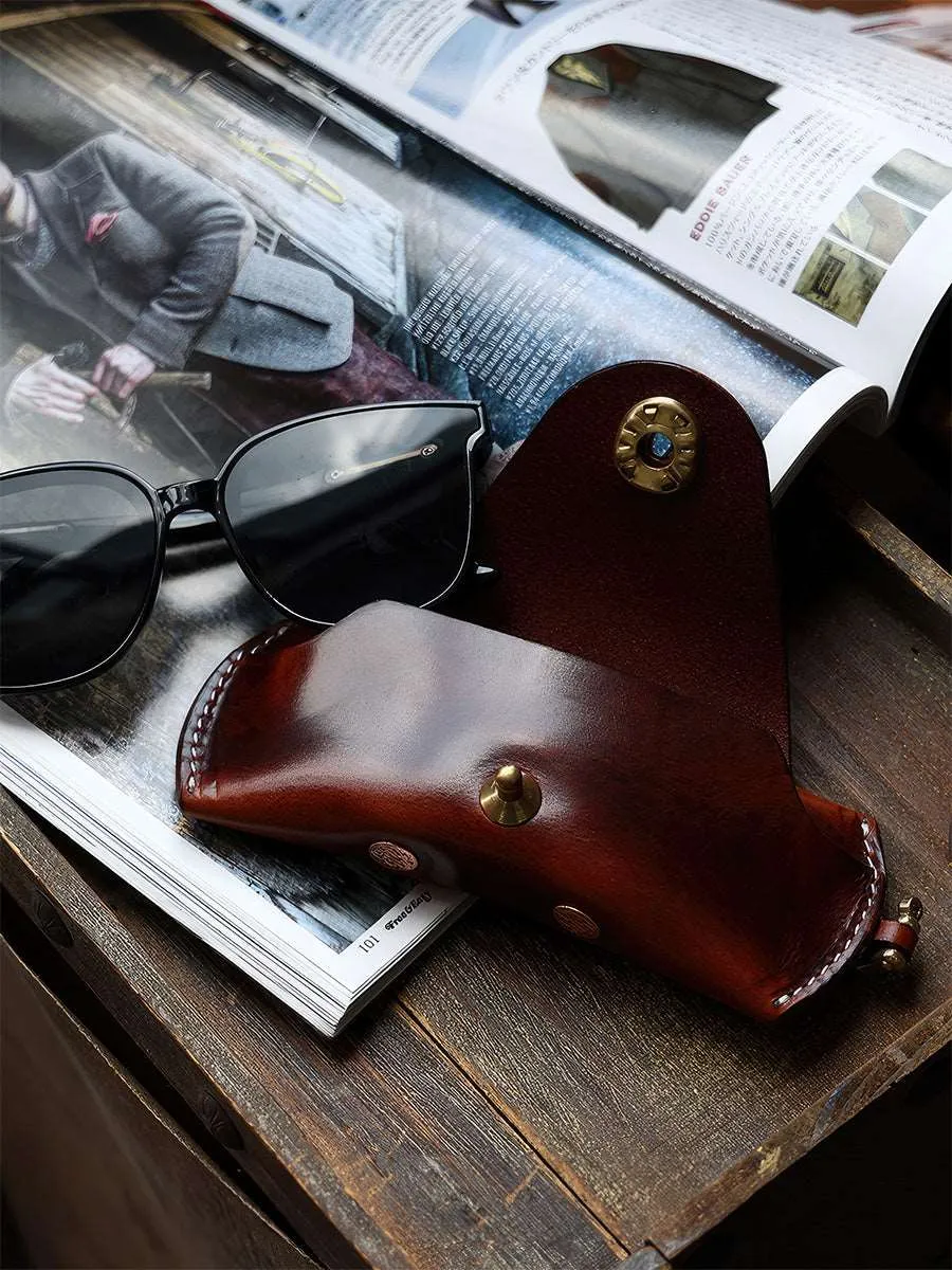 Retro Handmade Genuine Leather Glasses Case