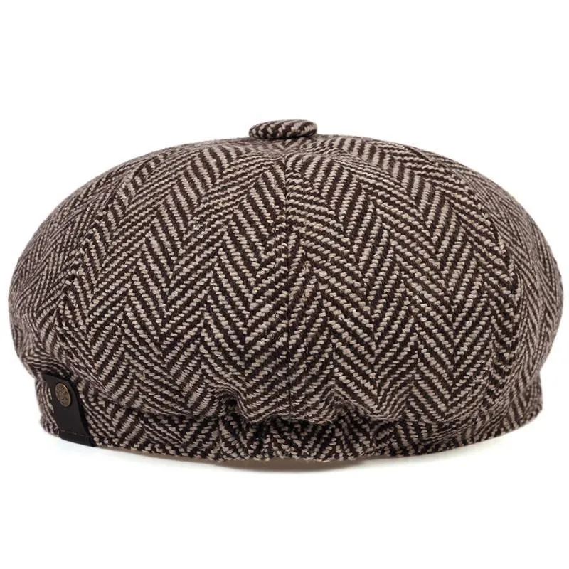 Retro Herringbone Tweed Newsboy Cap