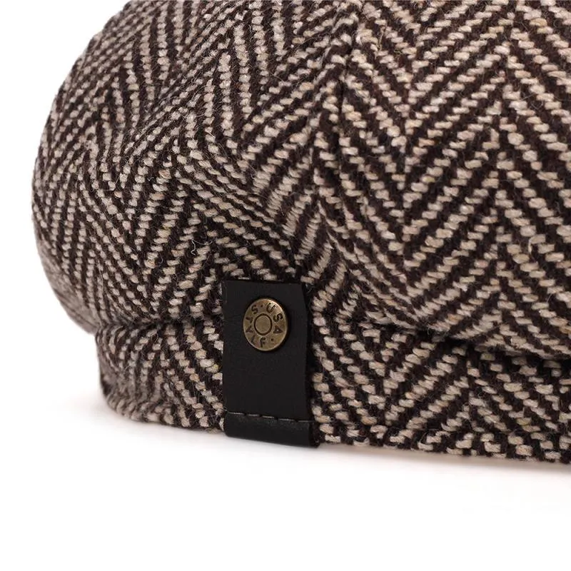 Retro Herringbone Tweed Newsboy Cap