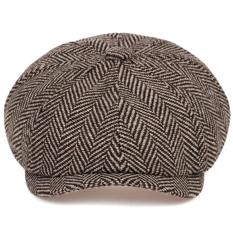 Retro Herringbone Tweed Newsboy Cap