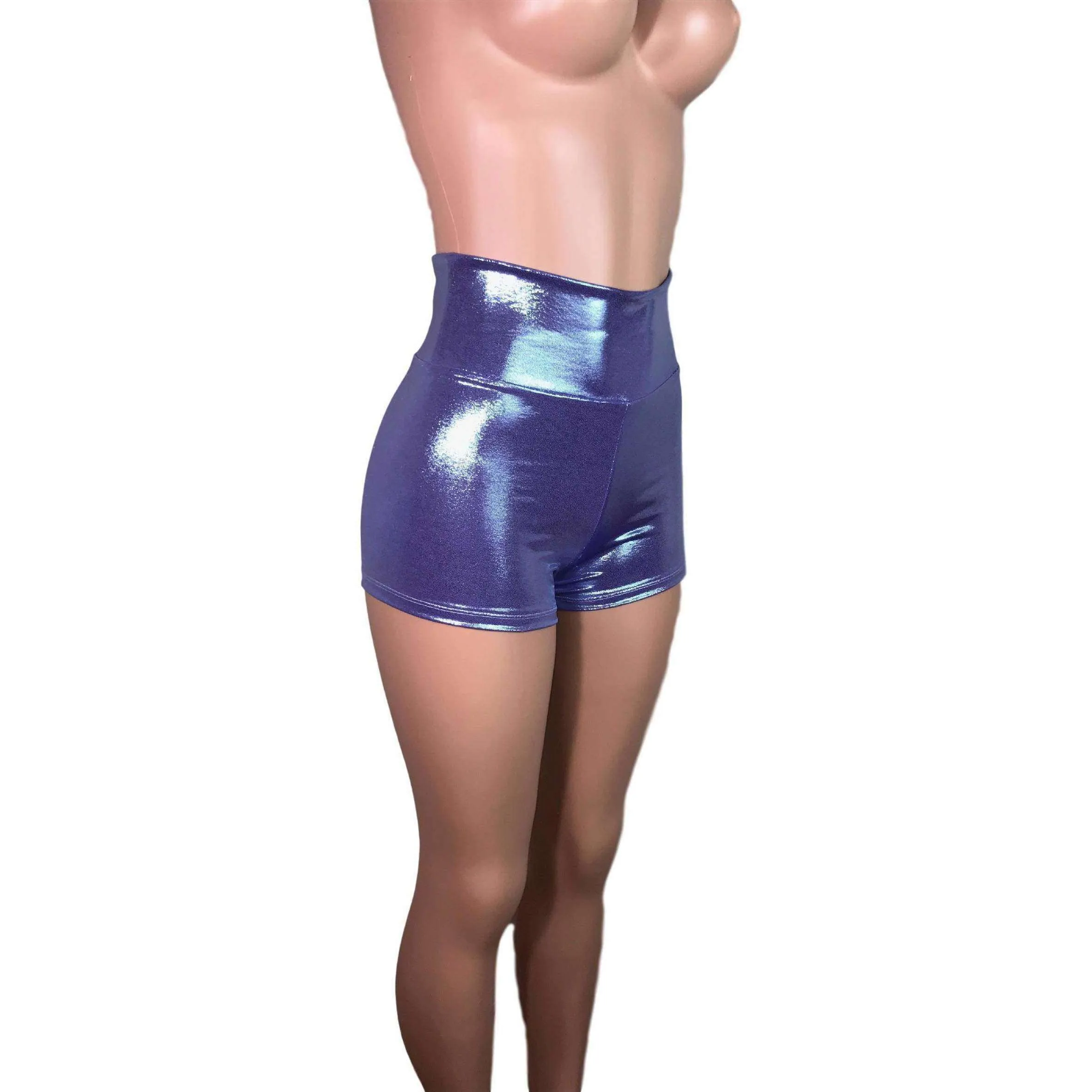 SALE - High Waisted Booty Shorts - Lilac Purple Mystique