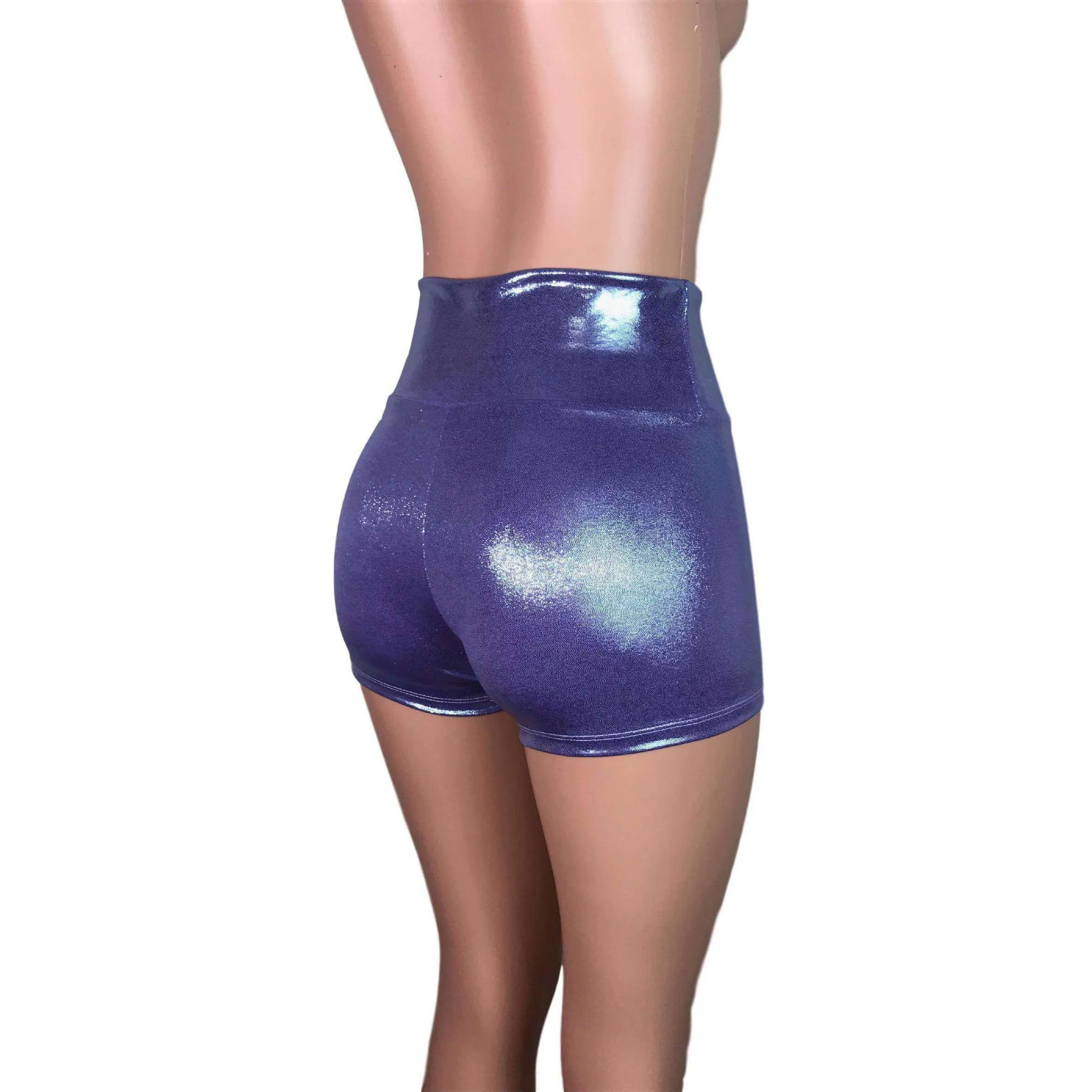 SALE - High Waisted Booty Shorts - Lilac Purple Mystique