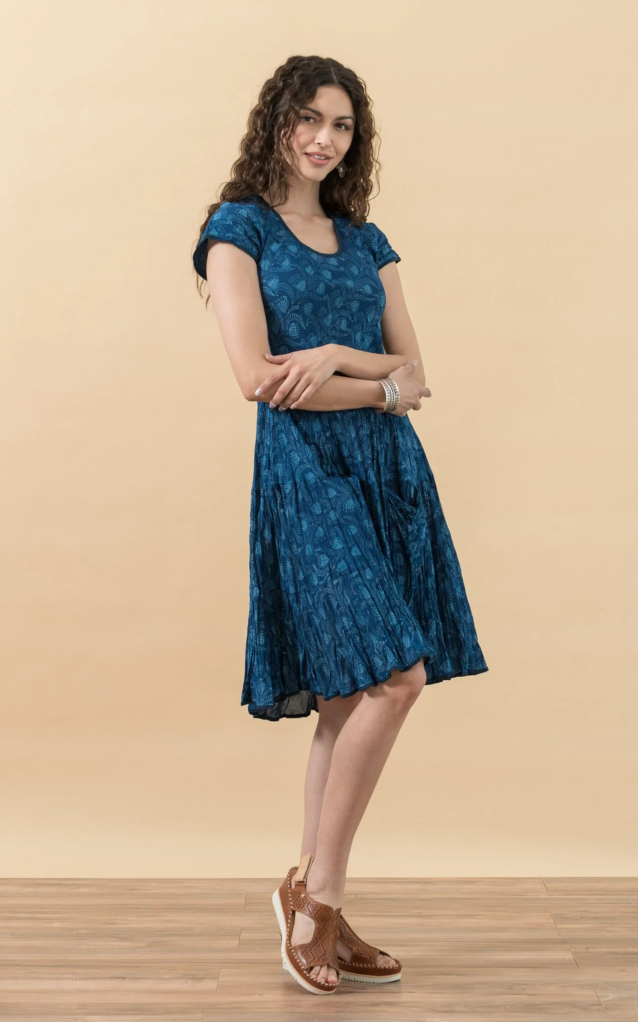 Santa Fe Dress, Short, Cap Sleeve, Tula Indigo