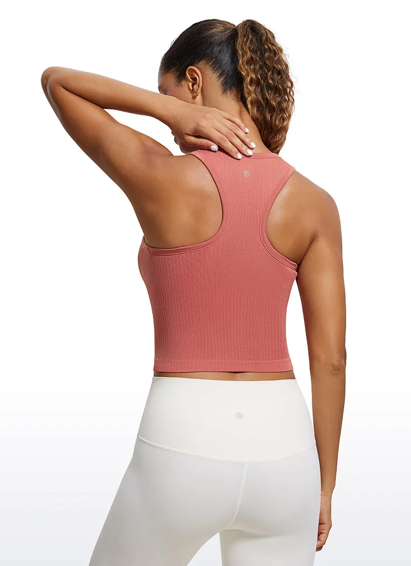 Seamless Ribbed Longline High Neck Crop Tank Racerback